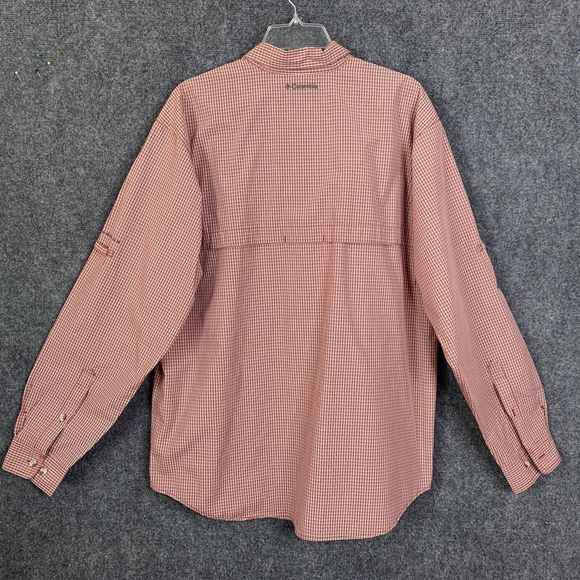 Columbia Omni Shade Shirt Men L Red Plaid Vented Outdoor Long Sleeve Button Up - Picture 6 of 14